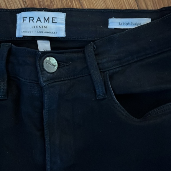 FRAME Le High Straight in Noir Size 27 - Picture 3 of 5